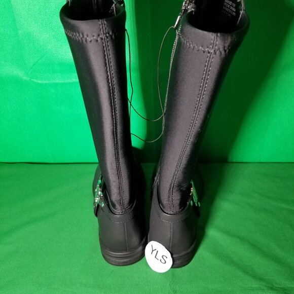 DKNY Logo Black Riding Boots Vegan Leather Size 1 Paddock Jodhpur Field - Picture 5 of 9